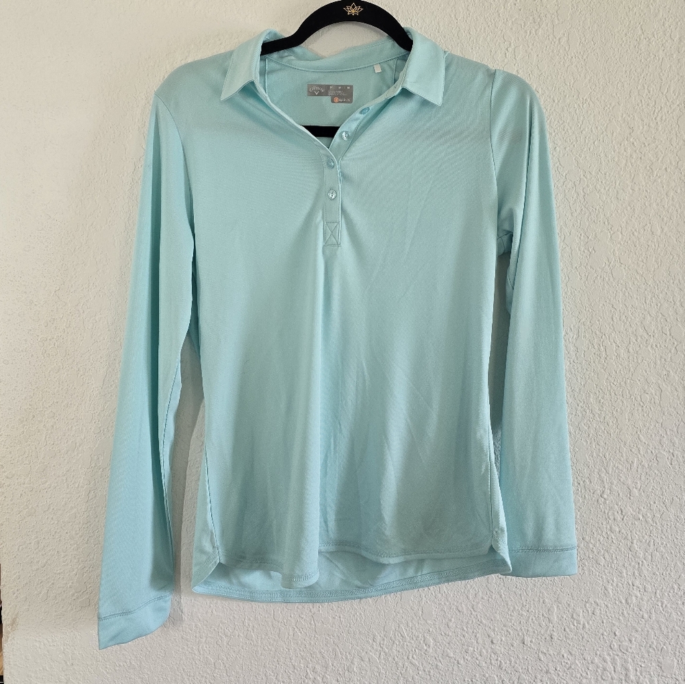 Callaway Light Blue Opti-Dri Long Sleeve Polo Size M